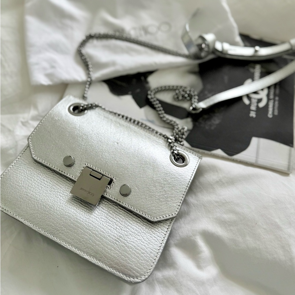 Silver Leather Women Bag